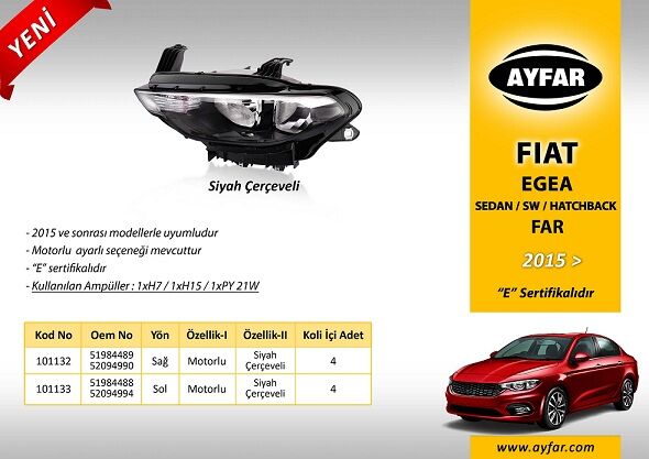FAR SOL 101133 EGEA 15 > MOTORLU SİYAH ÇERÇEVELİ