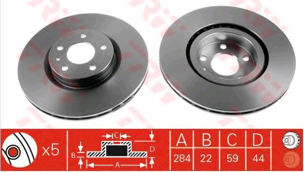 DİSK FREN AYNASI ÖN 561520B 284MM DOBLO (06 ) 1.3 1.6 MJTD 5 BİJON HAVALI
