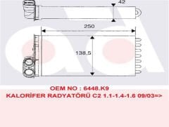 KALORİFER RADYATÖRÜ 346440 C2 C3 C3 II C3 PLURIEL 1.4 1.6 HDI 02>09 P1007 1.4 HD