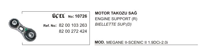 MOTOR TAKOZU SAĞ 10726 MEGANE II SCENIC II 1.9 DCI 2.0 16V 8200103263 8200272424